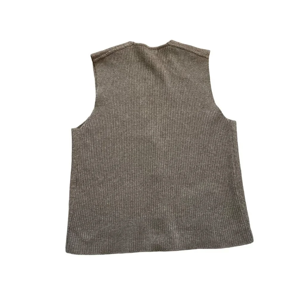 Vintage DaeKwanRyung Mens Ribbed Knit Button-Up Vest Pockets Size XL Brown - Picture 5 of 7